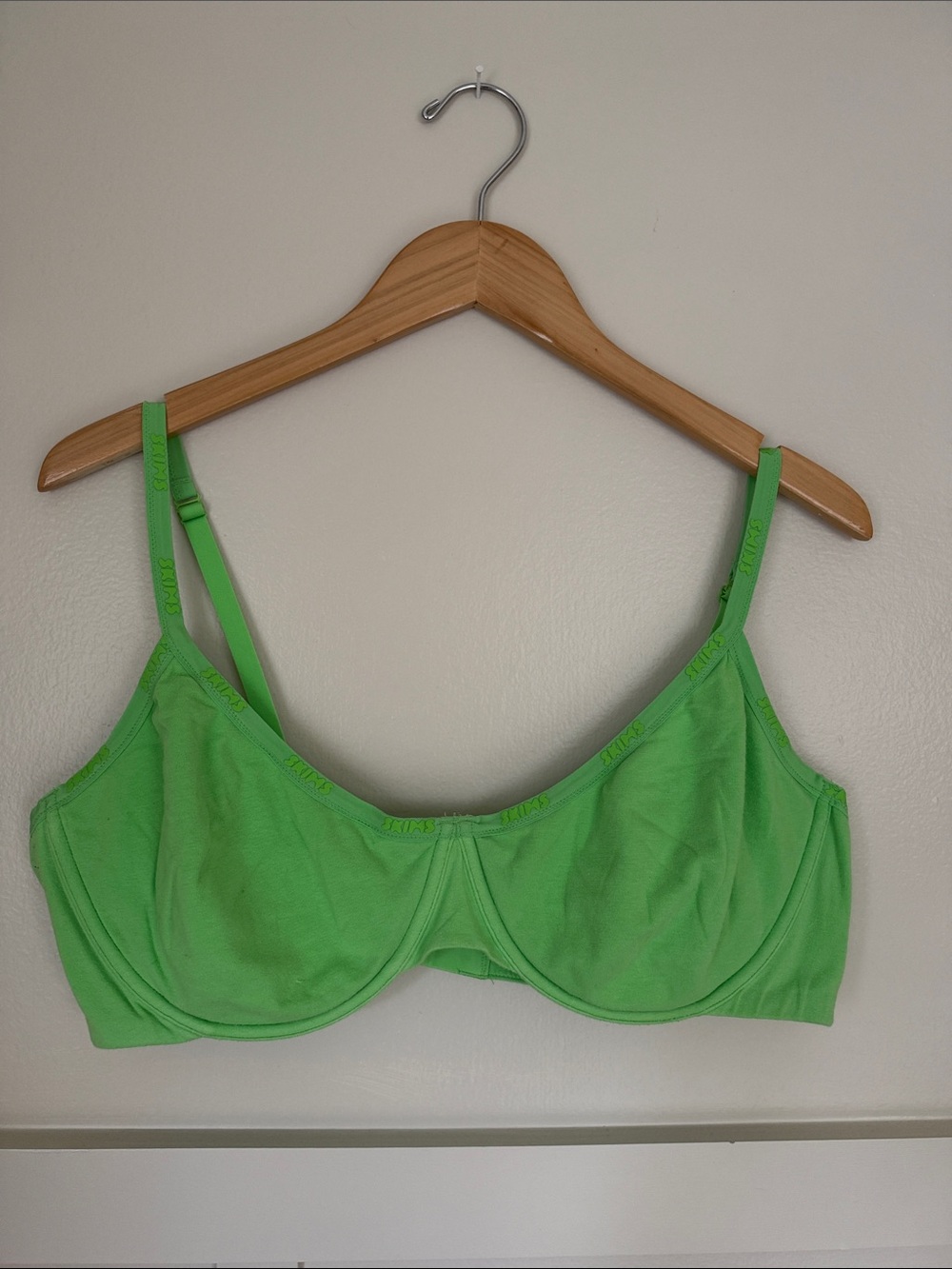 SKIMS Cotton Logo Demi Bra in Neon Green 44D